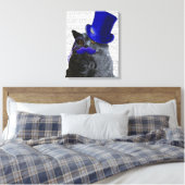 Toile Chat gris avec chapeau bleu et moustache bleue (Insitu(Chambre))
