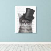 Toile Chat gris avec chapeau supérieur (Insitu (Plancher de Bois))