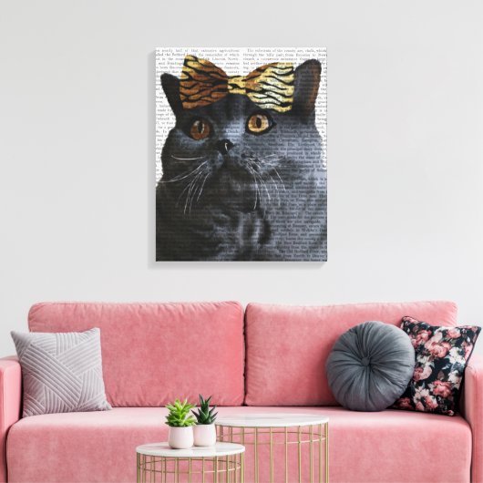 Toile Chat gris avec chèvre léopard (Insitu(Salon))