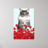 Toile chat gris et roses rouges (Recto)