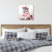 Toile Chat Gris Habillé De Rose Dans Une Fenêtre (Insitu(Chambre))