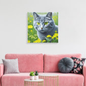 Toile Chat gris mignon avec Yellow Eyes Ai Art (Insitu(Salon))