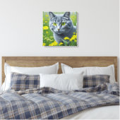 Toile Chat gris mignon avec Yellow Eyes Ai Art (Insitu(Chambre))