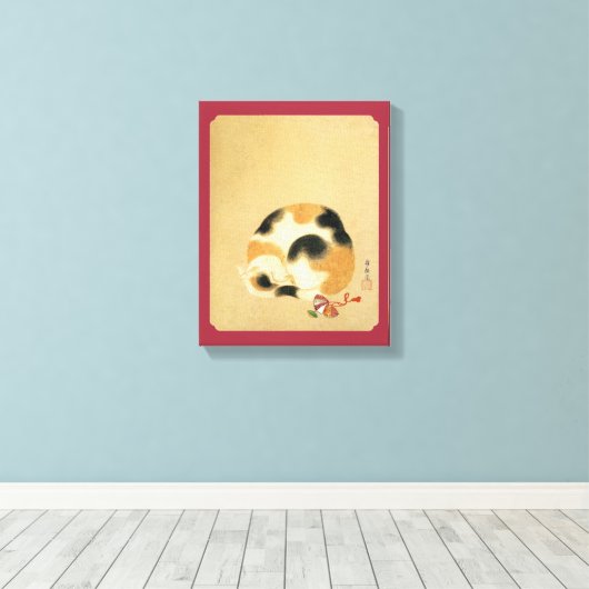 Toile Chat japonais Calico, Hanabusa Itchō (Insitu (Plancher de Bois))