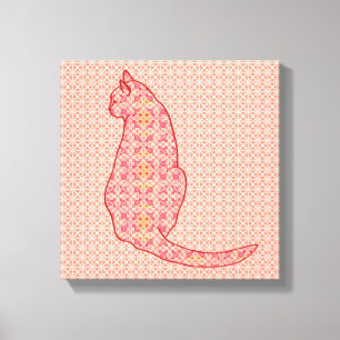 Toile Chat japonais - Coral Orange Batik