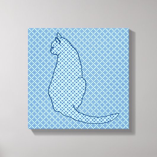 Toile Chat japonais - Kimono bleu (Recto)