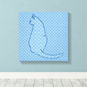 Toile Chat japonais - Kimono bleu (Insitu (Plancher de Bois))