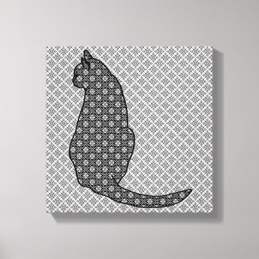 Toile Chat japonais - Kimono noir et blanc (Recto)