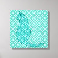 Chat japonais - Kimono turquoise