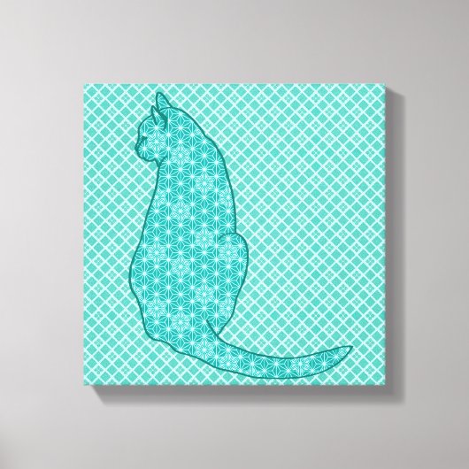 Toile Chat japonais - Kimono turquoise (Recto)