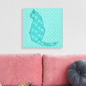 Toile Chat japonais - Kimono turquoise (Insitu(Salon))