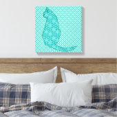 Toile Chat japonais - Kimono turquoise (Insitu(Chambre))