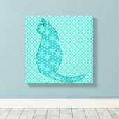 Toile Chat japonais - Kimono turquoise (Insitu (Plancher de Bois))