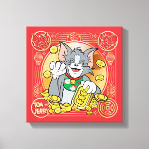 Toile Chat Jerry chanceux avec des systèmes d'or