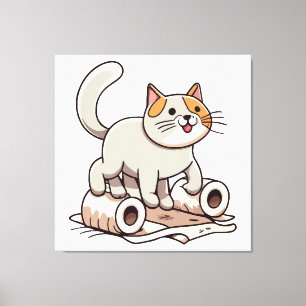 Toile Chat Jouant avec du Papier Toilette