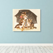 Toile Chat Kitten chaton antique vintage jolie mignonne (Insitu (Plancher de Bois))