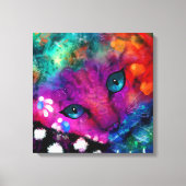 Toile Chat Kitty Abstrait violet orange vert noir blanc (Recto)