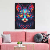 Toile Chat Kitty coloré Animal Psychedelic Imaginaire Ar (Insitu(Salon))