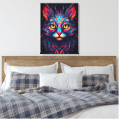 Toile Chat Kitty coloré Animal Psychedelic Imaginaire Ar (Insitu(Chambre))
