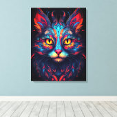 Toile Chat Kitty coloré Animal Psychedelic Imaginaire Ar (Insitu (Plancher de Bois))