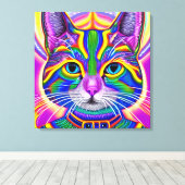 Toile Chat Kitty Mystique unique bleu et vert (Insitu (Plancher de Bois))