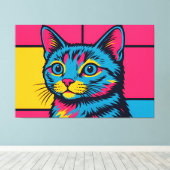 Toile Chat Kitty Pop Art Rétro (Insitu (Plancher de Bois))