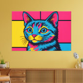 Toile Chat Kitty Pop Art Rétro (Insitu(Salon))