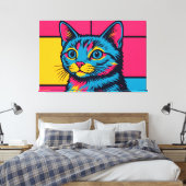 Toile Chat Kitty Pop Art Rétro (Insitu(Chambre))