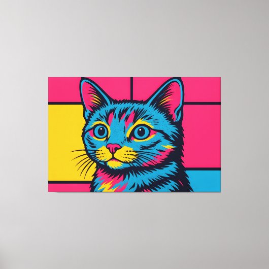 Toile Chat Kitty Pop Art Rétro (Recto)