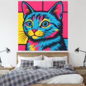 Toile Chat Kitty Pop Art Rétro (Insitu(Chambre))