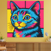 Toile Chat Kitty Pop Art Rétro (Insitu(Salon))