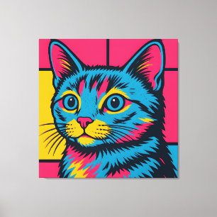 Toile Chat Kitty Pop Art Rétro