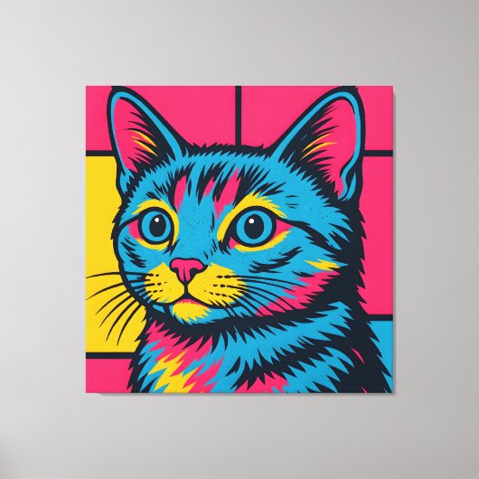 Toile Chat Kitty Pop Art Rétro (Recto)