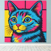 Toile Chat Kitty Pop Art Rétro (Insitu (Plancher de Bois))