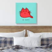 Toile Chat Kitty souriant rouge (Insitu(Chambre))