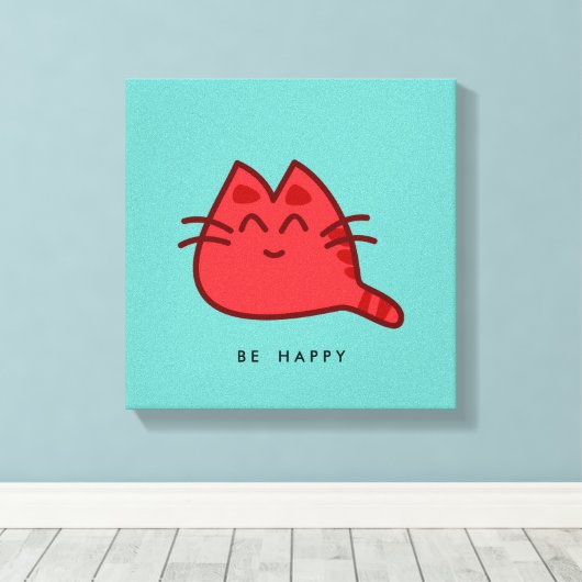 Toile Chat Kitty souriant rouge (Insitu (Plancher de Bois))