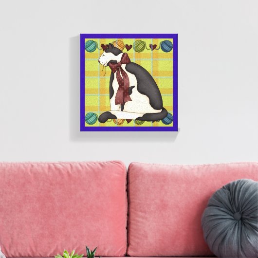 Toile Chat Kitty sur Plaid (Insitu(Salon))