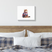 Toile Chat Leaf Automne Bonjour Automne Funny Chat Kitte (Insitu(Chambre))