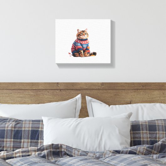 Toile Chat Leaf Automne Bonjour Automne Funny Chat Kitte (Insitu(Chambre))