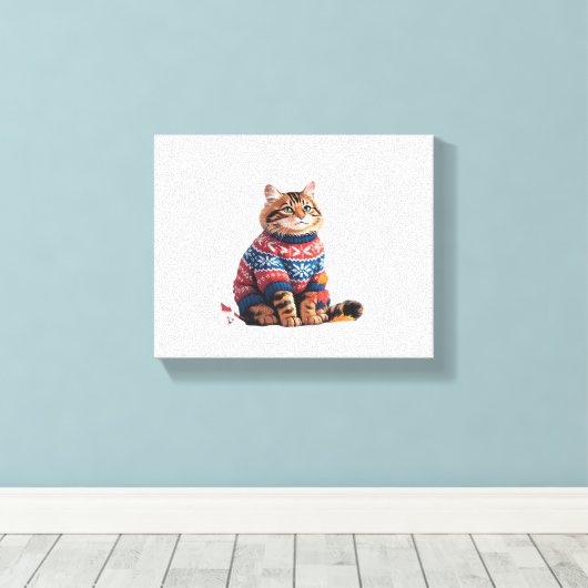 Toile Chat Leaf Automne Bonjour Automne Funny Chat Kitte (Insitu (Plancher de Bois))