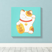 Toile Chat Lucky Japonais, Maneki Neko Chance Bonne Fort (Insitu (Plancher de Bois))