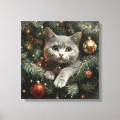 Toile Chat mignon à l'intérieur de l'arbre de Noël (Recto)