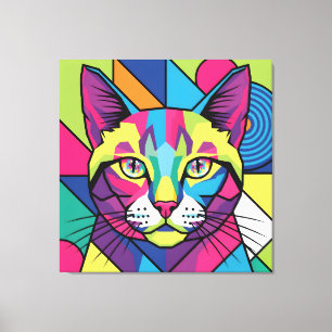 Toile Chat Moderne Abstrait Géométrique Pop Art