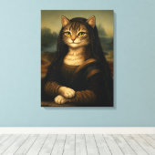 Toile Chat Mona Lisa Parodie Art Renaissance (Insitu (Plancher de Bois))