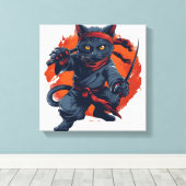 Toile Chat Ninja Discrétion (Insitu (Plancher de Bois))