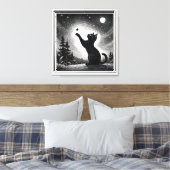Toile Chat noir avec ciel avec lune (Insitu(Chambre))