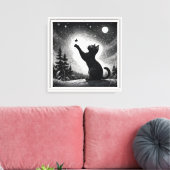 Toile Chat noir avec ciel avec lune (Insitu(Salon))
