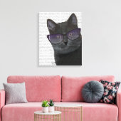 Toile Chat noir avec lunettes de soleil (Insitu(Salon))