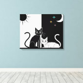 Toile Chat noir, Chat blanc (Insitu (Plancher de Bois))