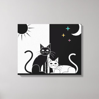 Toile Chat noir, Chat blanc